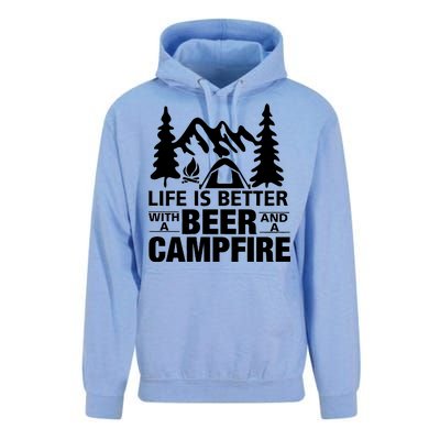 Life Is Better With A Beer And A Campfire Unisex Surf Hoodie