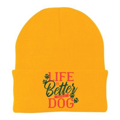 Life Is Better With A Dog Knit Cap Winter Beanie