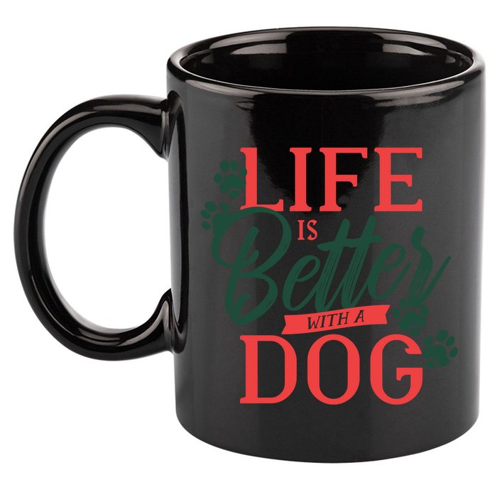 Life Is Better With A Dog 11oz C Handle Ceramic Mug