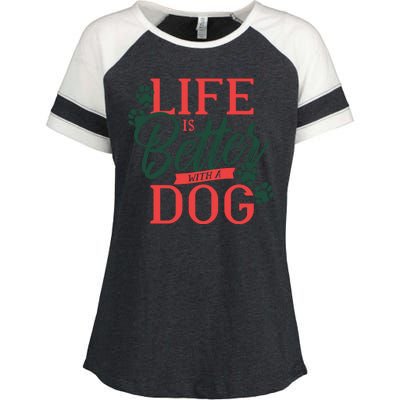 Life Is Better With A Dog Enza Ladies Jersey Colorblock Tee