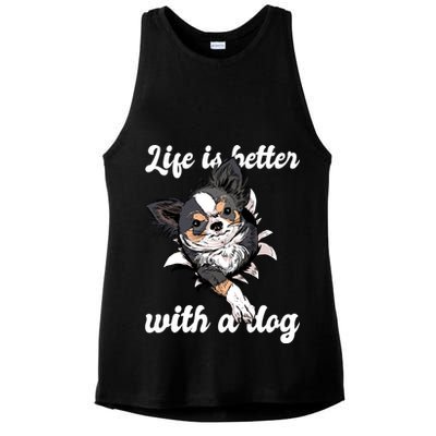 Life Is Better With A Dog Cute Ladies PosiCharge Tri-Blend Wicking Tank