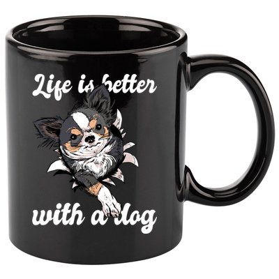 Life Is Better With A Dog Cute 11oz C Handle Ceramic Mug