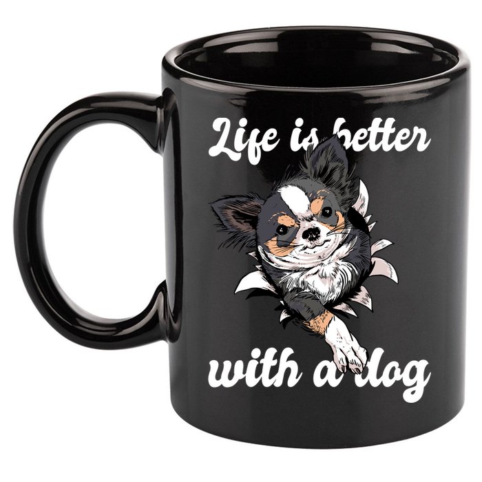 Life Is Better With A Dog Cute 11oz C Handle Ceramic Mug