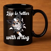 Life Is Better With A Dog Cute 11oz C Handle Ceramic Mug