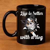 Life Is Better With A Dog Cute 11oz C Handle Ceramic Mug
