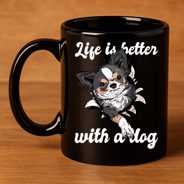 Life Is Better With A Dog Cute 11oz C Handle Ceramic Mug
