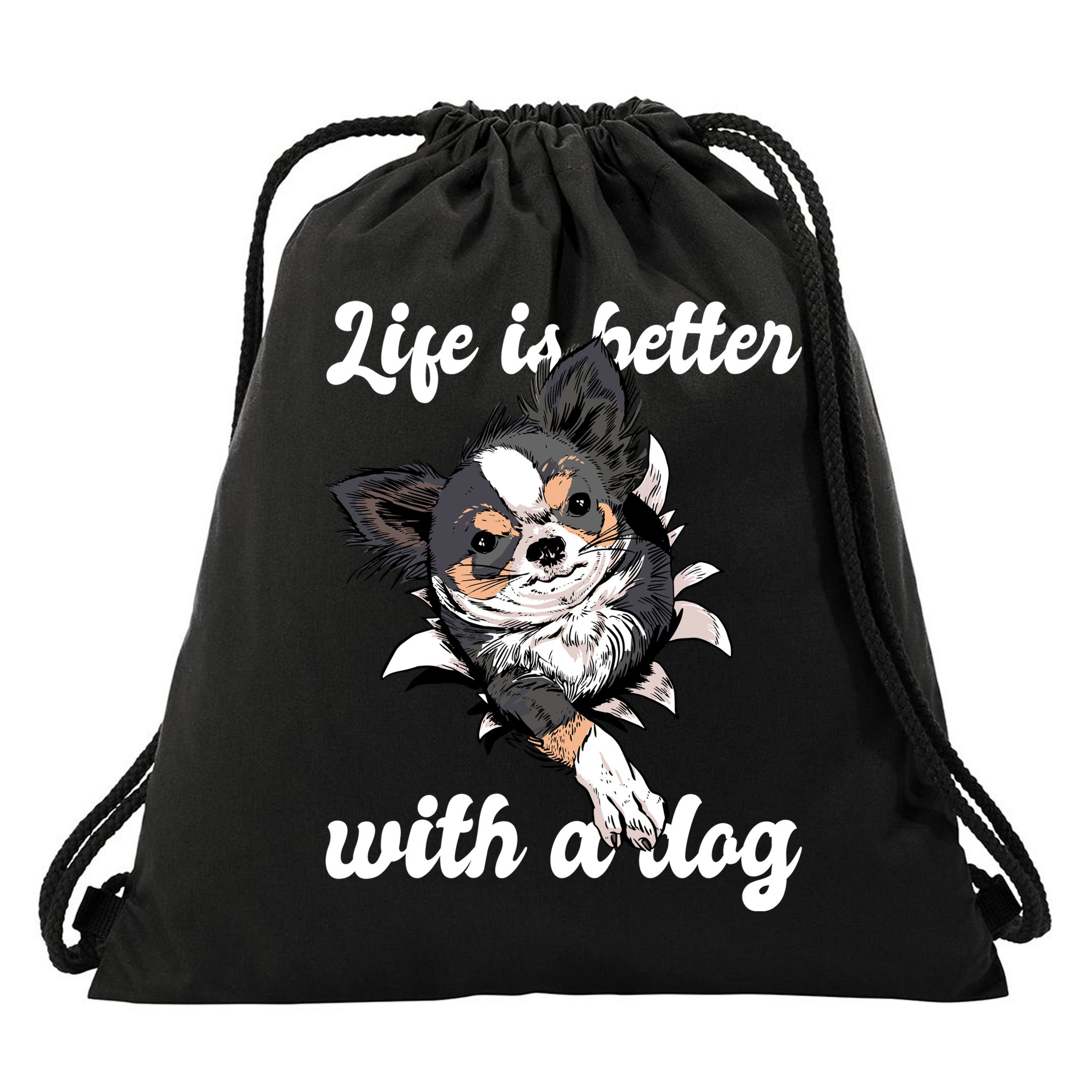 Life Is Better With A Dog Cute Drawstring Bag