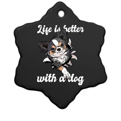 Life Is Better With A Dog Cute Ceramic Star Ornament