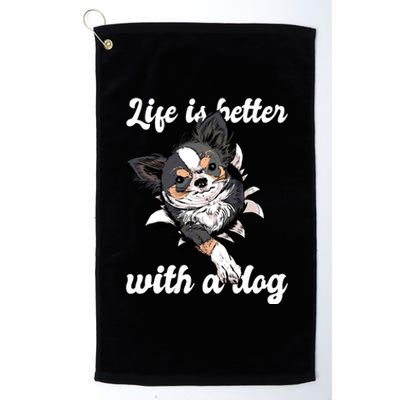 Life Is Better With A Dog Cute Platinum Collection Golf Towel