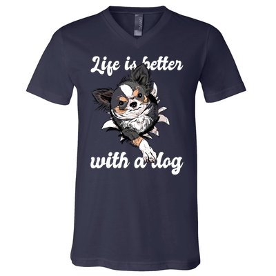 Life Is Better With A Dog Cute V-Neck T-Shirt