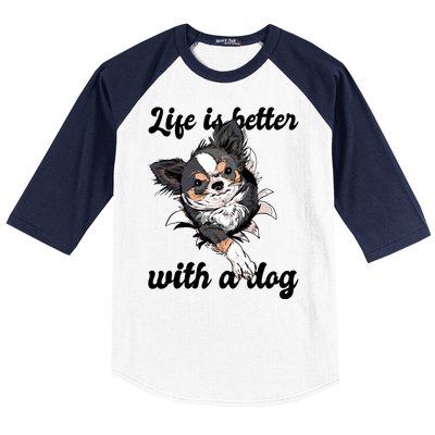 Life Is Better With A Dog Cute Baseball Sleeve Shirt