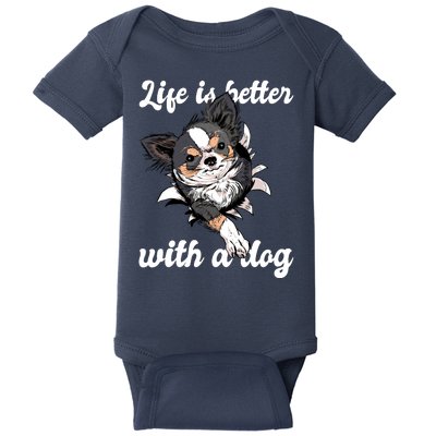 Life Is Better With A Dog Cute Baby Bodysuit