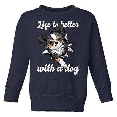 Life Is Better With A Dog Cute Toddler Sweatshirt