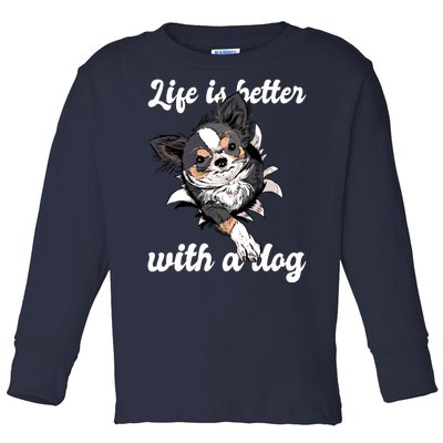 Life Is Better With A Dog Cute Toddler Long Sleeve Shirt