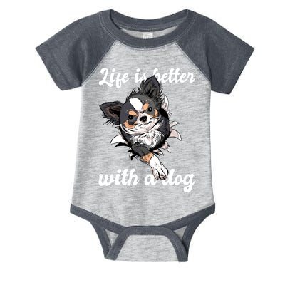 Life Is Better With A Dog Cute Infant Baby Jersey Bodysuit