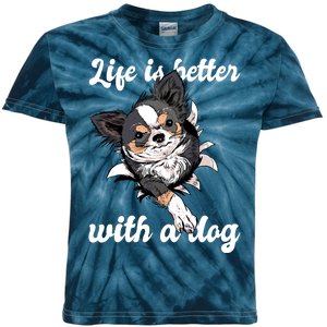 Life Is Better With A Dog Cute Kids Tie-Dye T-Shirt