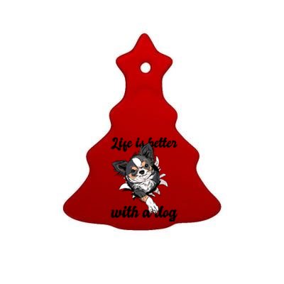 Life Is Better With A Dog Cute Ceramic Tree Ornament