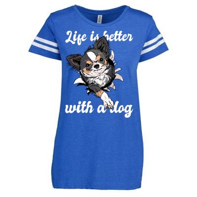 Life Is Better With A Dog Cute Enza Ladies Jersey Football T-Shirt