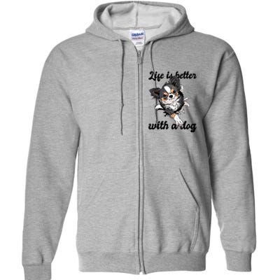 Life Is Better With A Dog Cute Full Zip Hoodie