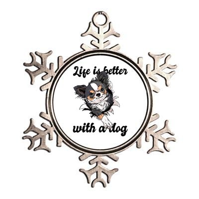 Life Is Better With A Dog Cute Metallic Star Ornament