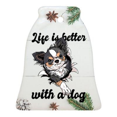 Life Is Better With A Dog Cute Ceramic Bell Ornament