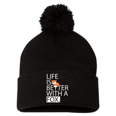 Life Is Better With A Fox Pom Pom 12in Knit Beanie