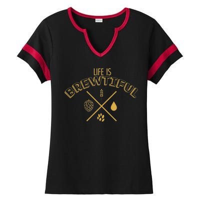 Life Is Brewtiful Ladies Halftime Notch Neck Tee