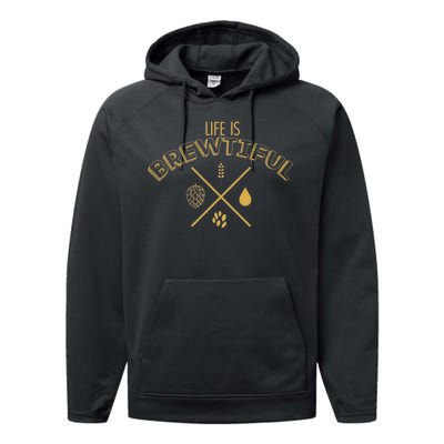 Life Is Brewtiful Performance Fleece Hoodie