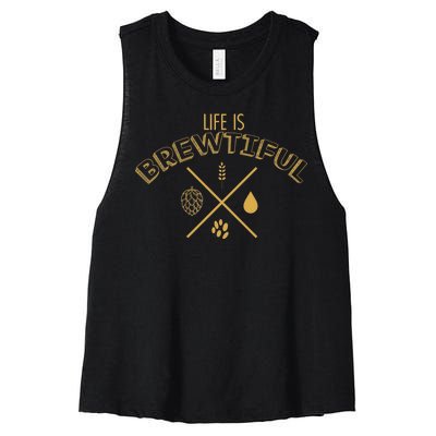 Life Is Brewtiful Women's Racerback Cropped Tank