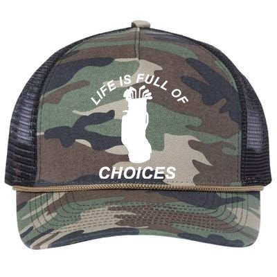 Life Is Full Of Choices Funny Golf Clubs Retro Rope Trucker Hat Cap