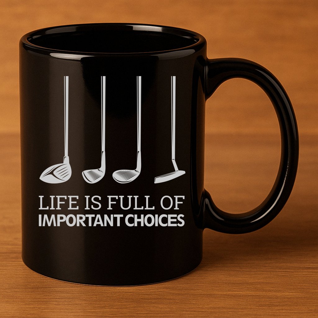 Life Is Full of Important Choices Golf Clubs 11oz C Handle Ceramic Mug