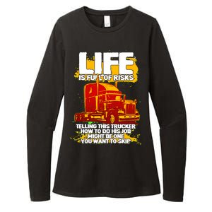 Life Is Full Of Risk Trucker Womens CVC Long Sleeve Shirt