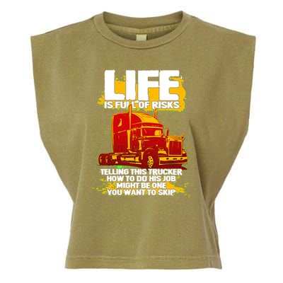 Life Is Full Of Risk Trucker Garment-Dyed Women's Muscle Tee