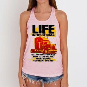 Life Is Full Of Risk Trucker Women's Knotted Racerback Tank