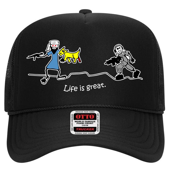 Life is Great Army High Crown Mesh Back Trucker Hat