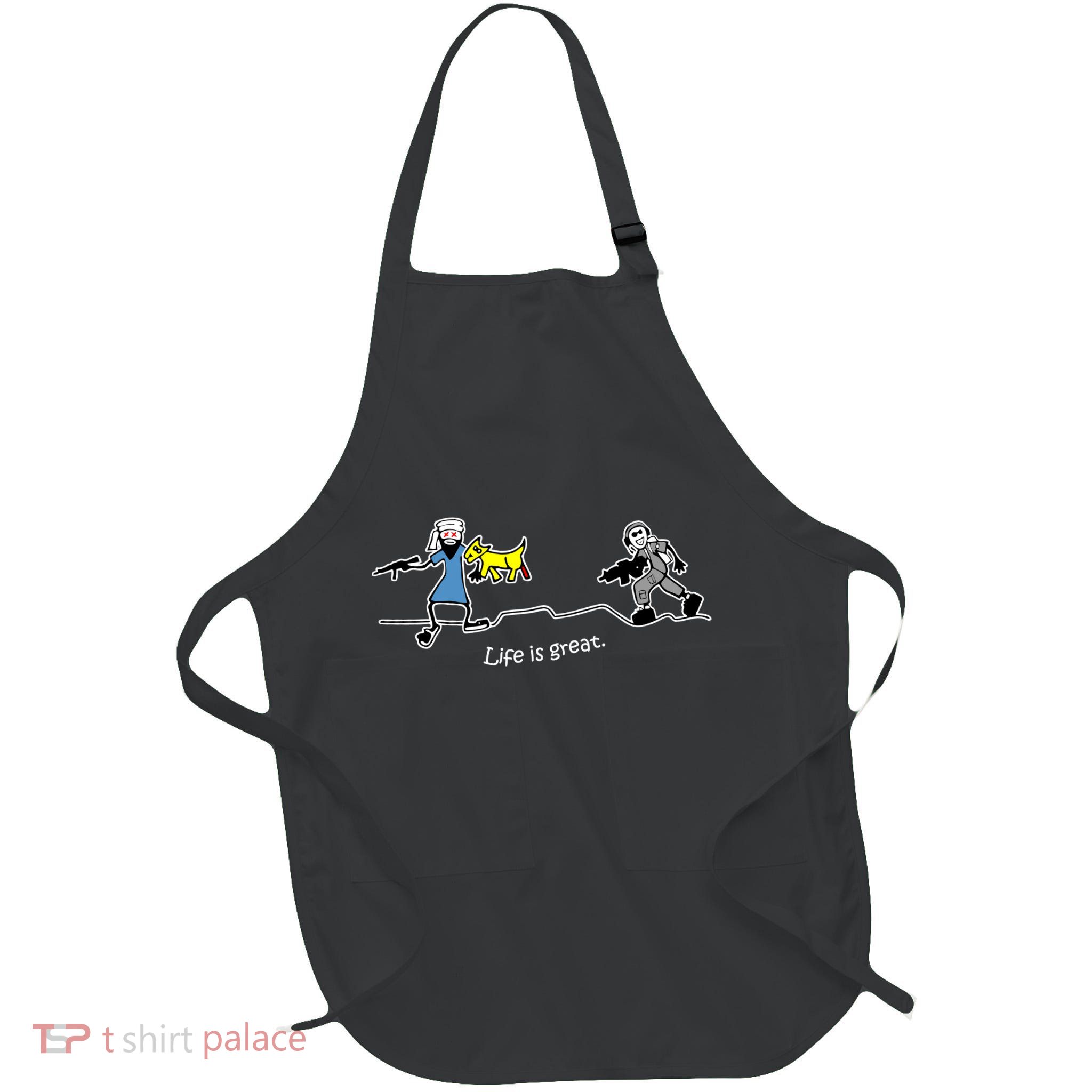 Life is Great Army Full-Length Apron With Pockets