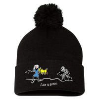 Life is Great Army Pom Pom 12in Knit Beanie