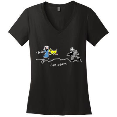 Life is Great Army Women's V-Neck T-Shirt