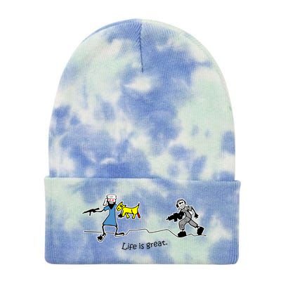 Life is Great Army Tie Dye 12in Knit Beanie