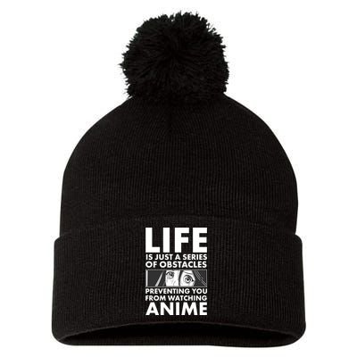 Life Is Just A Series Of Obstacles Preventing You From Watching Anime Pom Pom 12in Knit Beanie