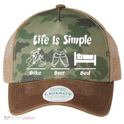 Life Is Simple Bike Beer Bed Legacy Tie Dye Trucker Hat