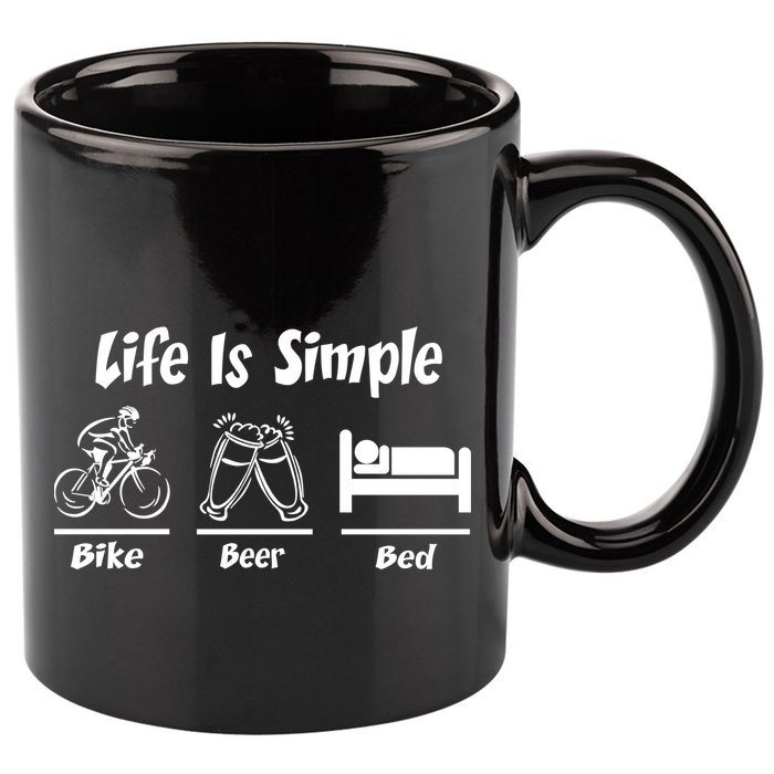 Life Is Simple Bike Beer Bed 11oz C Handle Ceramic Mug