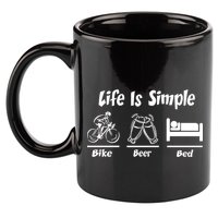 Life Is Simple Bike Beer Bed 11oz C Handle Ceramic Mug