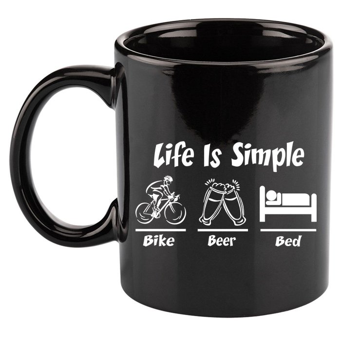 Life Is Simple Bike Beer Bed 11oz C Handle Ceramic Mug