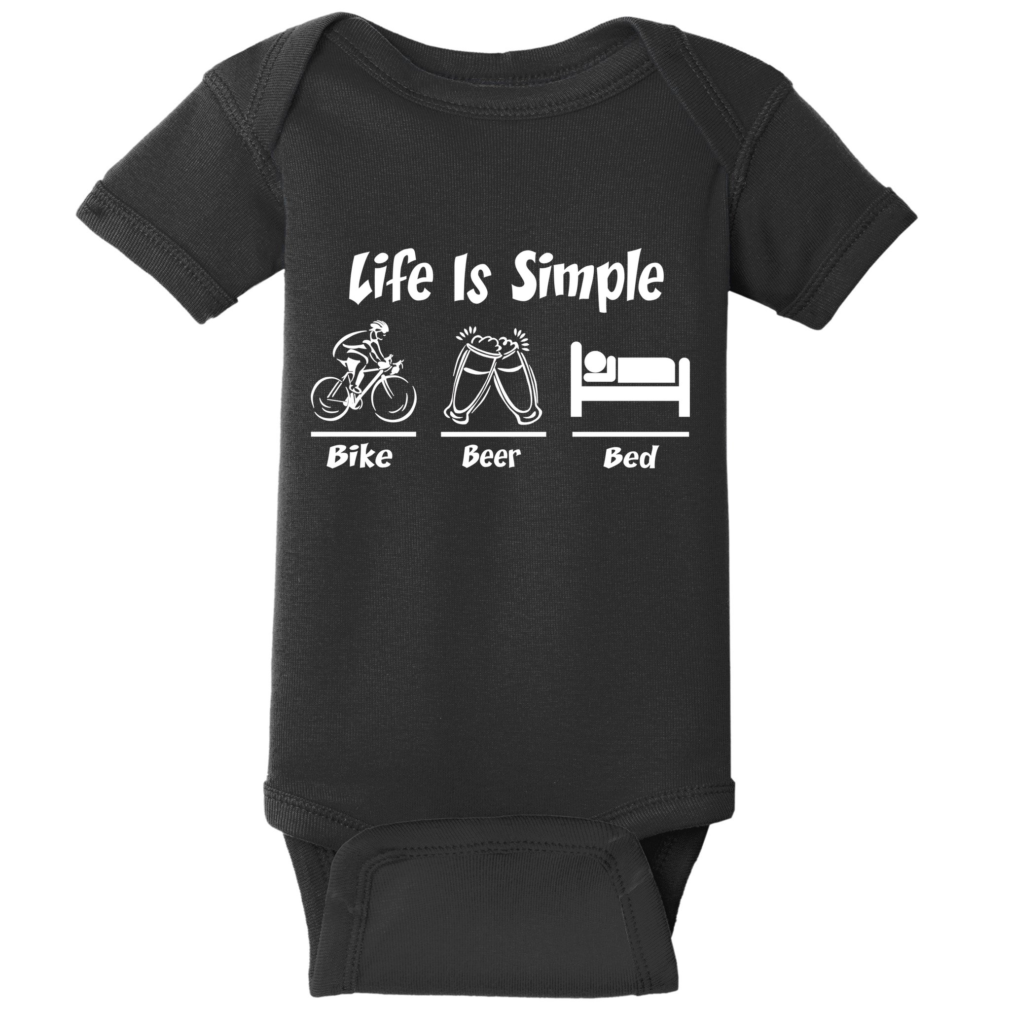 Life Is Simple Bike Beer Bed Baby Bodysuit
