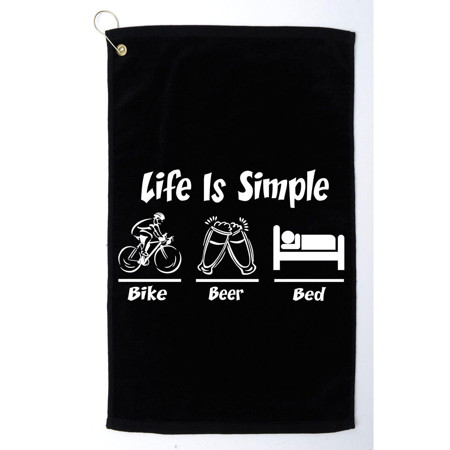 Life Is Simple Bike Beer Bed Golf Towel
