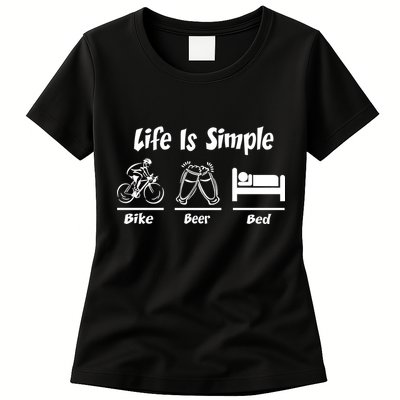 Life Is Simple Bike Beer Bed Womens T-Shirt