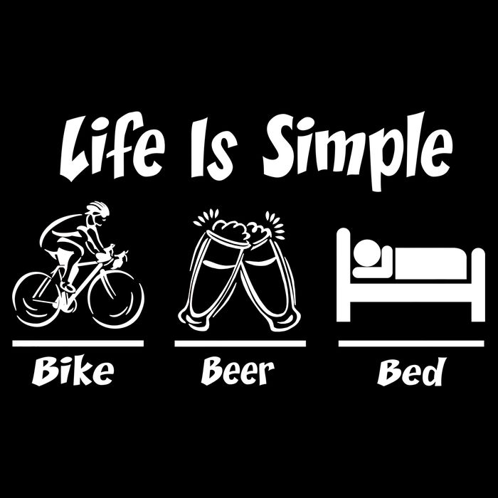 Life Is Simple Bike Beer Bed Womens T-Shirt