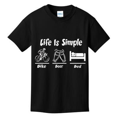 Life Is Simple Bike Beer Bed Kids T-Shirt