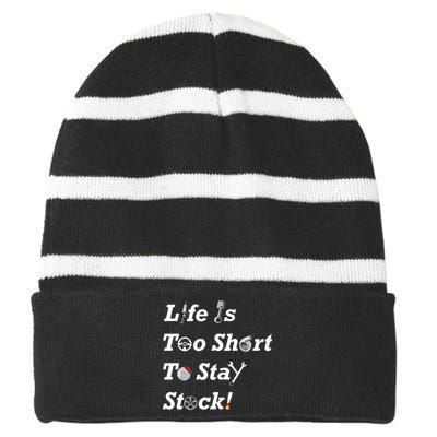 Life Is Too Short To Stay Stock Car Nut Striped Beanie with Solid Band